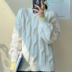 Punched Cable-knit Sweater Ivory - One Size