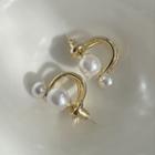 Faux Pearl Stud Earring 1 Pair - Earring - Gold - One Size
