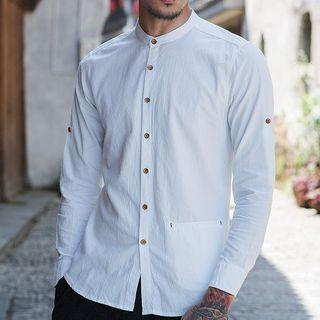 Round-neck Plain Long-sleeve Shirt