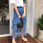 Plain Mesh High-waist Skirt