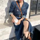Long-sleeve Denim Slim-fit Dress