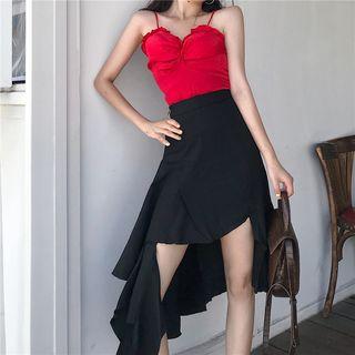 Set: Sleeveless Ruffled Top + Midi Skirt