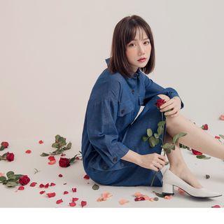 3/4 Sleeve Denim Shirtdress