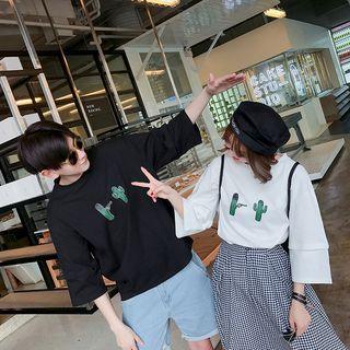 Cactus Print Short-sleeve Couple Matching T-shirt