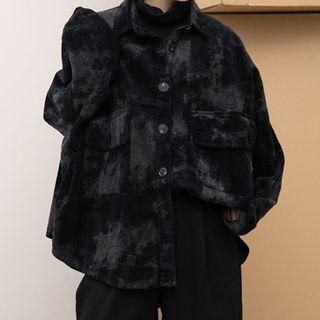 Tie Dye Corduroy Shirt Black & Gray - One Size