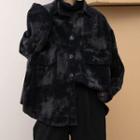 Tie Dye Corduroy Shirt Black & Gray - One Size