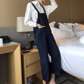 Contrast Stitching Shirt / Cropped Jumper Pants