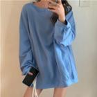 Round-neck Plain Long-sleeve Sweatshirt