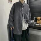 Long-sleeve Corduroy Plain Shirt