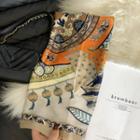 Printed Square Scarf Tangerine & Khaki - One Size