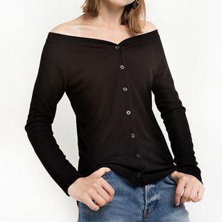 Off Shoulder Button Down Sweater