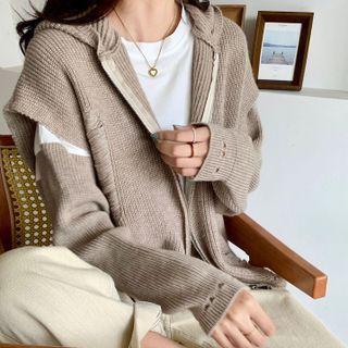 Set : Hooded Cardigan + Panel Top
