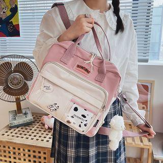 Color Block Pvc Panel Crossbody Bag