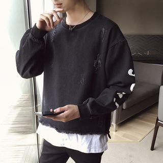 Mock Two-piece Letter Print Pullover
