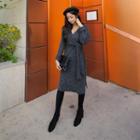 Wrap-front Slit-side Knit Dress