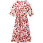 Floral Round-neck Dress Color - One Size