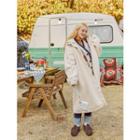 Hooded Belted Long Faux-shearling Coat