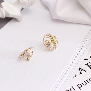Faux Pearl Scallop Earring As Shown In Figure - One Size