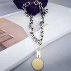 Alloy Disc Pendant Chunky Chain Necklace As Shown In Figure - One Size