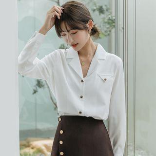 Long Sleeve Button-up Chiffon Shirt