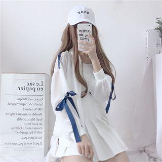 Bow Detail Zip Jacket White - One Size