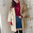 Wide-collar Double-breasted Long Jacket