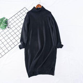 Turtleneck Sweater Dress Black - One Size