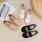 Round-toe Adhesive Strap Faux Leather Flats