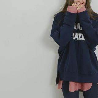 Lettering Dip-back Cotton Sweatshirt