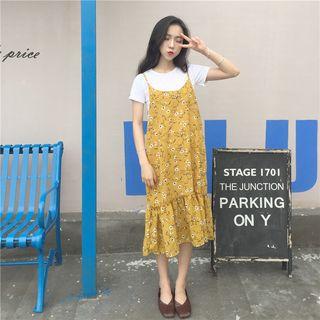 Floral Ruffle Hem Spaghetti Strap Dress