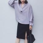 Gather Cuff Buttoned Blouse