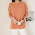 Saddle-shoulder Wool Sweater In Orange