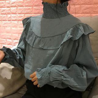 Mock-neck Ruffle Blouse