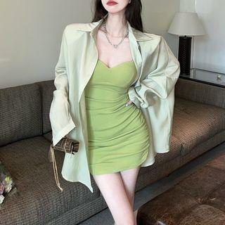 Plain Shirt / Spaghetti Strap Bodycon Dress