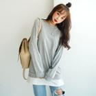 Layered-hem Loose-fit Pullover
