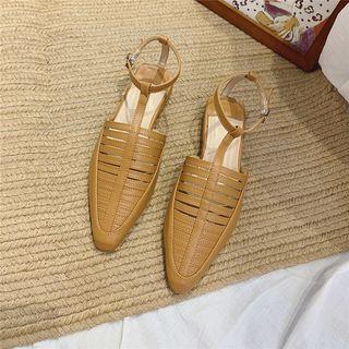 Cutout Pointed Faux Leather Sandals