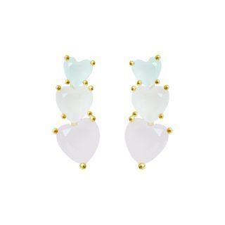 Triple Heart Gem Earrings One Size