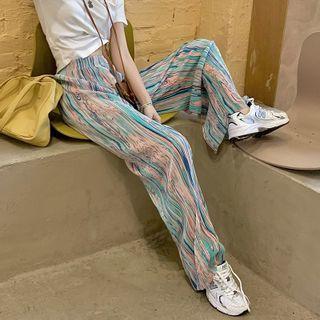Tie-dye Wide-leg Pants Blue & Pink - One Size