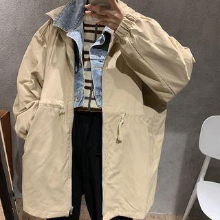 Denim Panel Mock Two-piece Zip Jacket