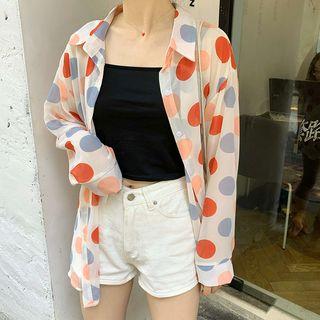 Polka-dot Loose-fit Chiffon Shirt