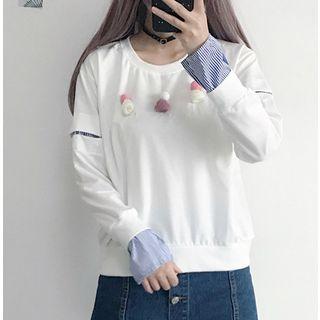 Beanie Applique Mock Two-piece Pullover