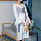 Set : Stripe Spaghetti Strap Top + Long-sleeve T-shirt Dress