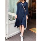 Ruffle-hem Button-front Dress