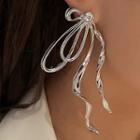 Bow Alloy Fringed Earring 1 Pair - Stud Earring - Silver Needle - Silver - One Size