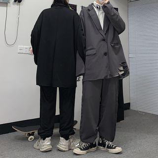 Ripped Blazer / Wide-leg Pants