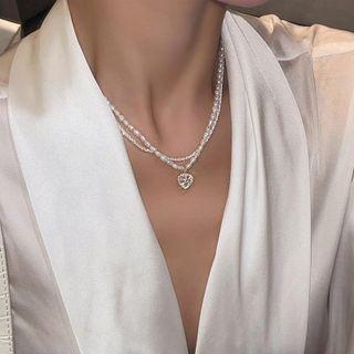 Rhinestone Pendant Faux Pearl Necklace / Alloy Necklace (various Designs)