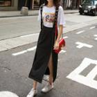 Slit Midi Suspender Skirt