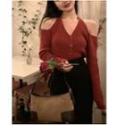 Cold Shoulder Button-up Top