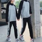 Couple Matching Mock-neck Raglan Sweatshirt / Pants