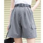 High-waist Wide-leg Cargo Dress Shorts